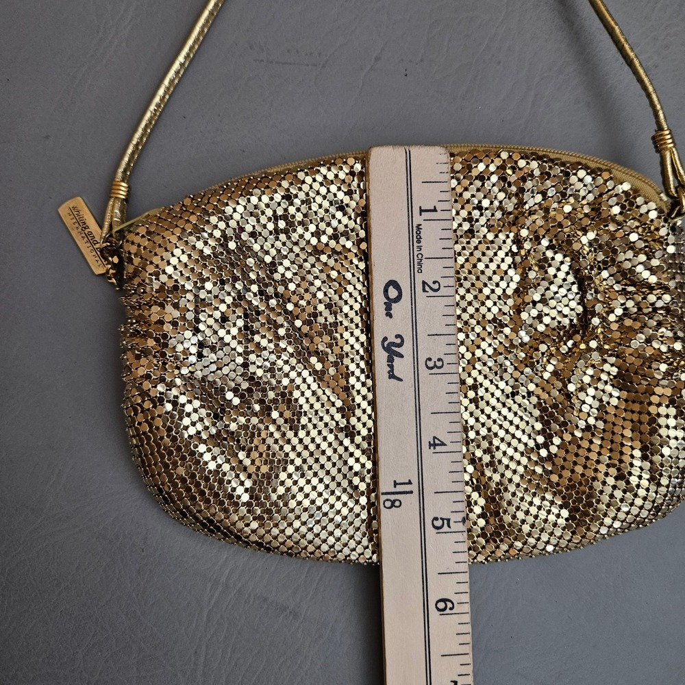 Whiting and Davis International Gold Metal Mesh Crossbody Evening Bag - Picture 11 of 12